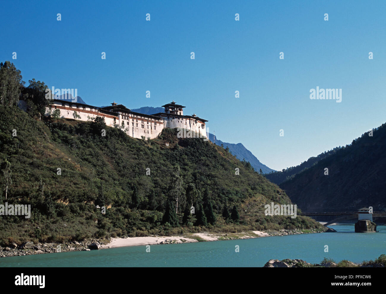 Wangdue Phodrang Dzong, Wangdue Phodrang in Bhutan Foto Stock