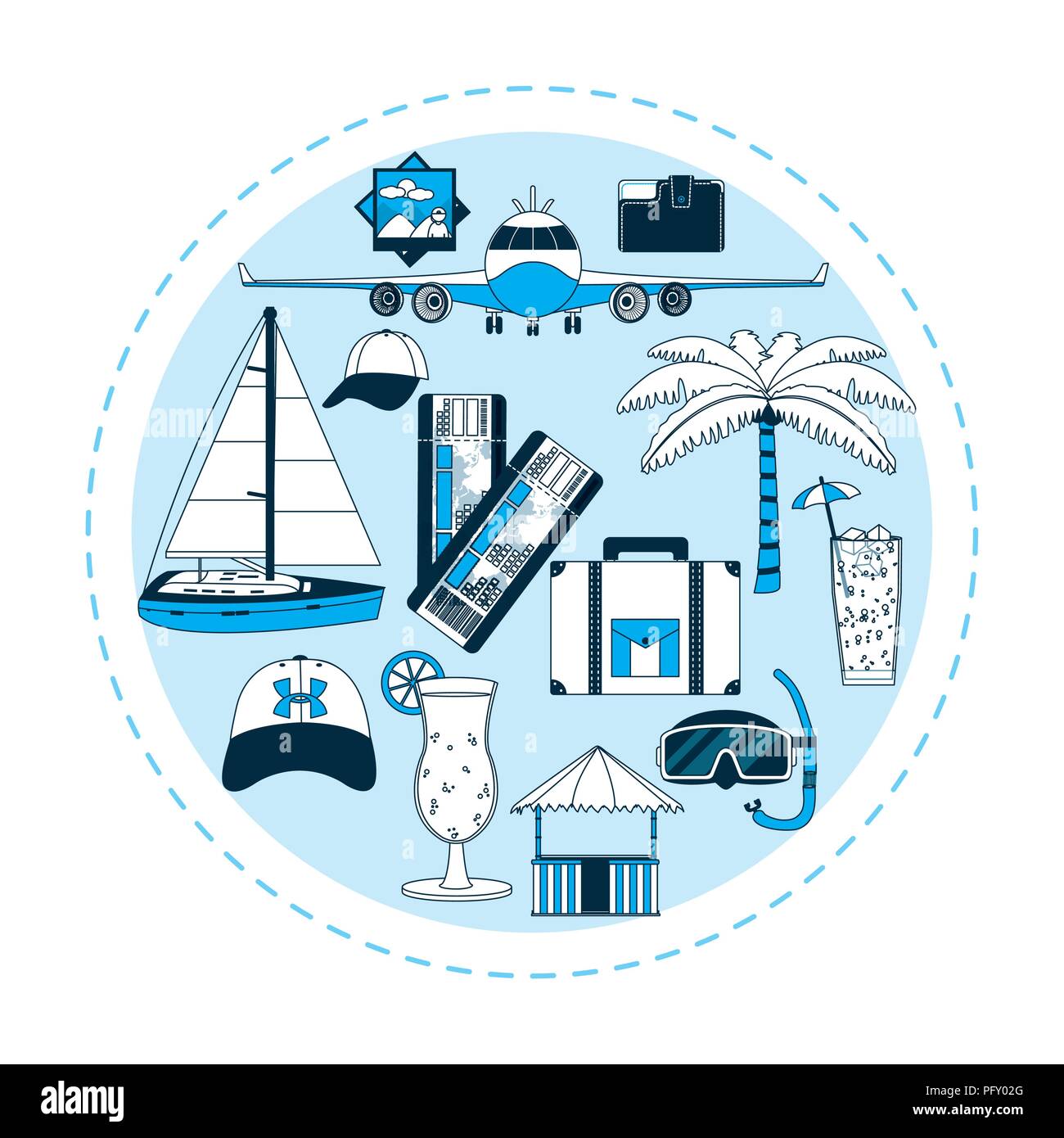 Viaggiare in giro per il mondo delle icone Illustrazione Vettoriale