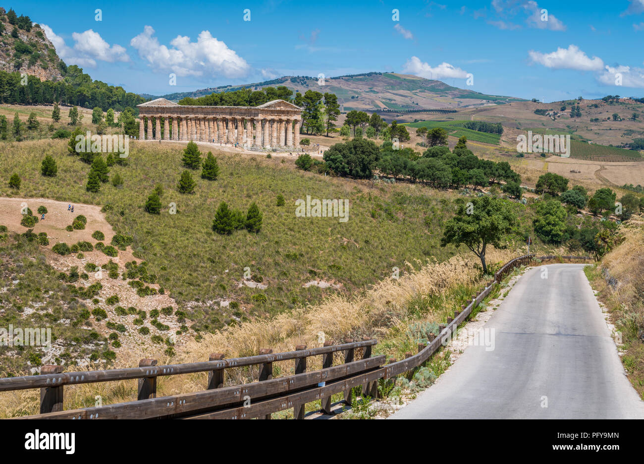 Il Tempio di Venere di Segesta, antica città greca in Sicilia Il sud dell'Italia. Foto Stock