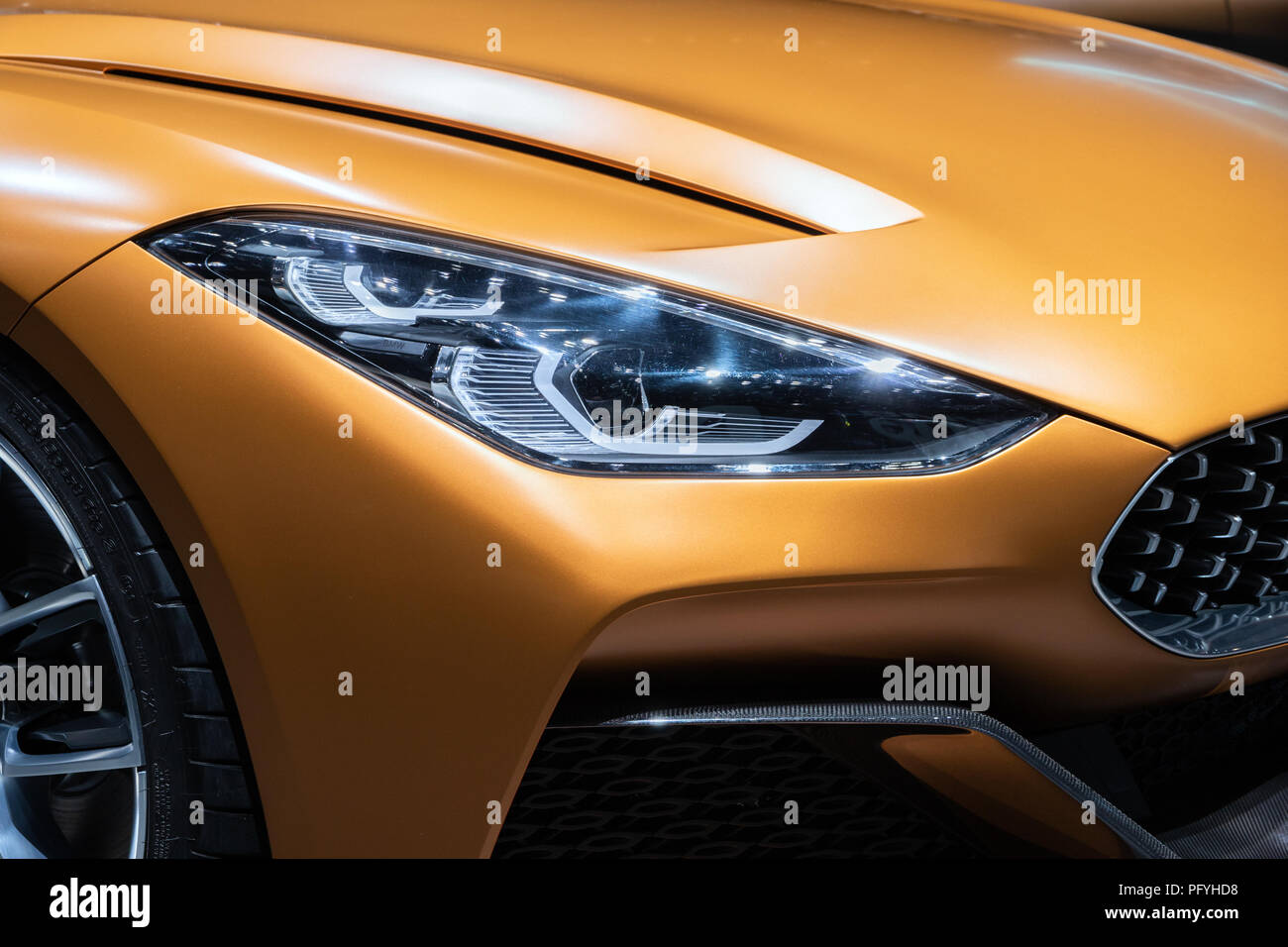 Ginevra, Svizzera - Marzo 7, 2018: Close up di una BMW Z4 auto sportiva esposti all'88Geneva International Motor Show. Foto Stock
