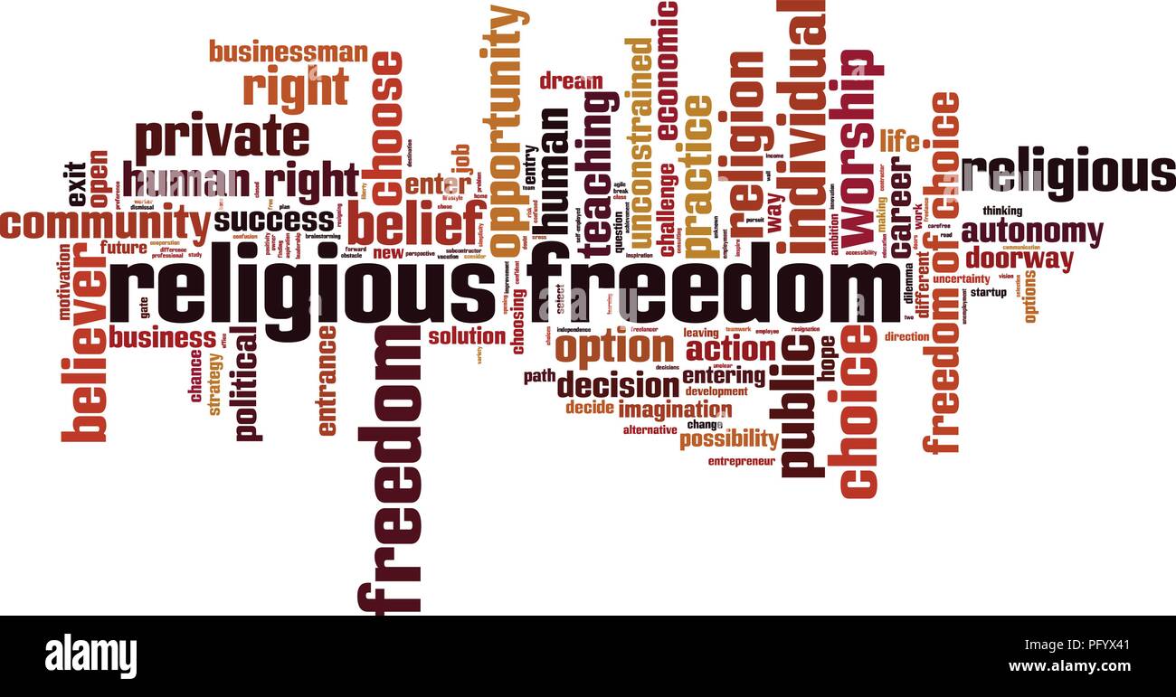 La libertà religiosa parola concetto di cloud computing. Illustrazione Vettoriale Illustrazione Vettoriale