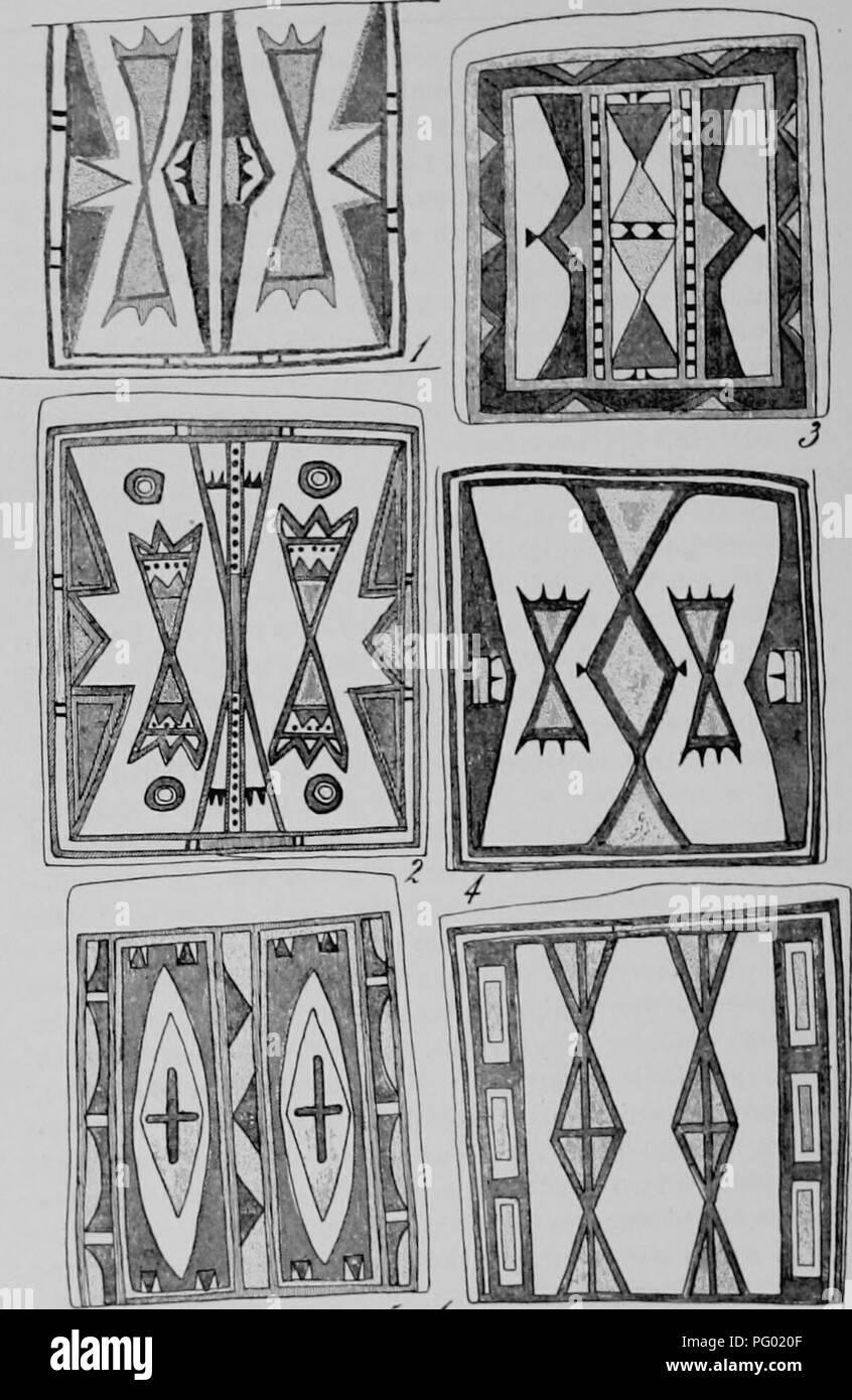 . Il Arapaho. Gli Indiani Arapaho; Arapaho arte; Simbolismo in arte; foto-scrittura, Indian; gli Indiani del Nord America; gli Indiani del Nord America. Bl'LLETIN A. M. N. H. Vol. XVTTT. FL5CT. J 6 disegni su Kawhilie Bacs.. Si prega di notare che queste immagini vengono estratte dalla pagina sottoposta a scansione di immagini che possono essere state migliorate digitalmente per la leggibilità - Colorazione e aspetto di queste illustrazioni potrebbero non perfettamente assomigliano al lavoro originale. Kroeber, A. L. (Alfred Louis), 1876-1960; Jesup Arapaho spedizione (1899-1901). New York : [Pubblicato dalla fine della fondazione, il Museo Americano di Storia Naturale Foto Stock
