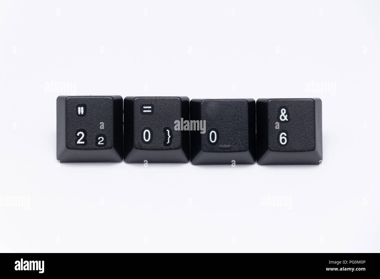 Tasti neri della tastiera con diversi anni di parole o i nomi Foto Stock