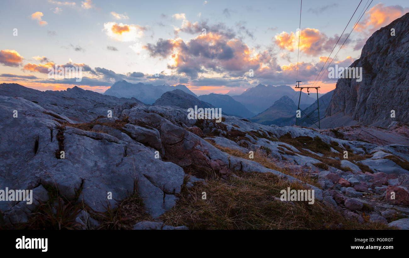 Sunrise drammatico al Steinernes Meer nel Salzburger Land, Austria Foto Stock