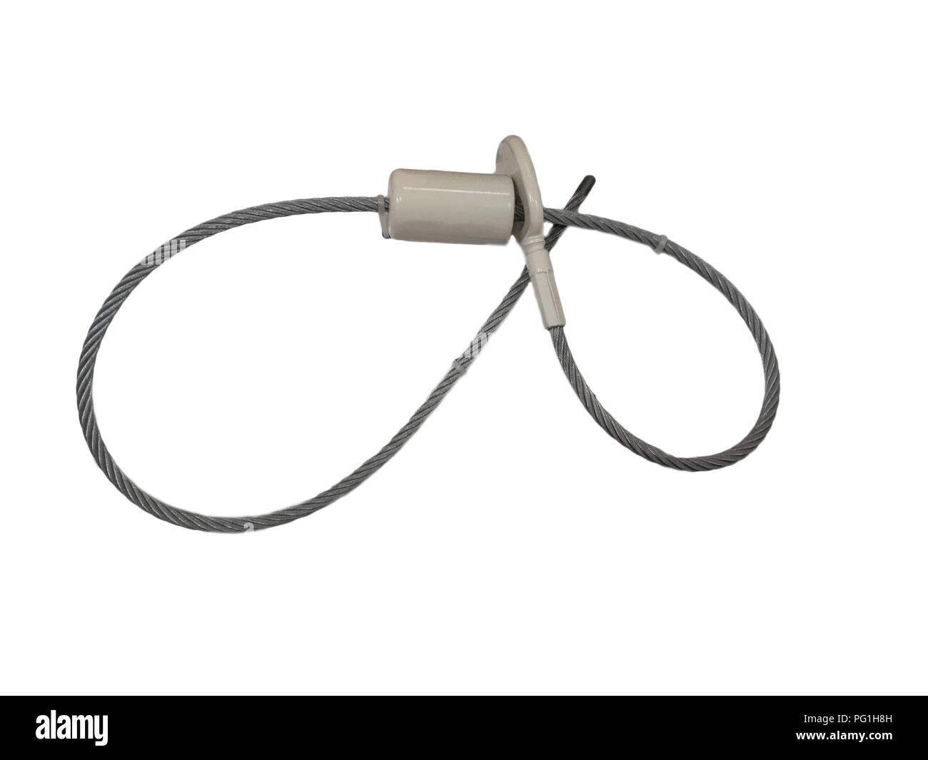 Dispositivo di bloccaggio per i carri ferroviari su bianco Foto Stock