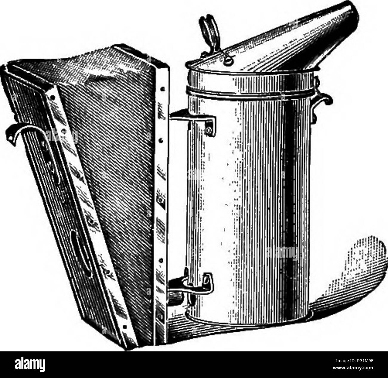 Questo libro fornisce una guida dettagliata all'apicoltura, incluso l'uso di strutture alveari e vari strumenti come il fumatore di api, inventato da Quinby e migliorato da Bingham. Esso copre gli aspetti pratici del mantenimento di colonie di api sane per la produzione di miele. Foto Stock
