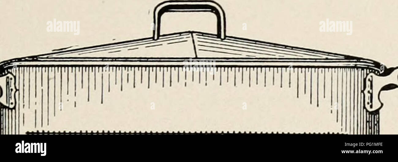 . La revisione di Cuba. Cuba -- periodici. La revisione di Cuba 29. ^lilllilllillllHIIIIIiJIIIIHIIJiiliy Fig. 5.-sterilizzatore, mostra falso fondo. Per la sterilizzazione, il redattore utilizza un stagno caldaia vestiti con un falso fondo inade di medie dimensioni filo zincato (n. 16), con uno-mezzo pollice maglia, tagliato per adattarsi a. (Vedere l'illustrazione n. 5.) Vi sono il brevetto vaporetti sul mercato ma l'ex- pensieroso, ma i vestiti caldaia con una luce di montaggio coperchio risponde a ogni scopo. L'ultima parola è, non tentare mai di qualsiasi origine vegetale che ha maturato e ha iniziato ad indurire o iniziato a de- Successo con macchina di mungitura Foto Stock