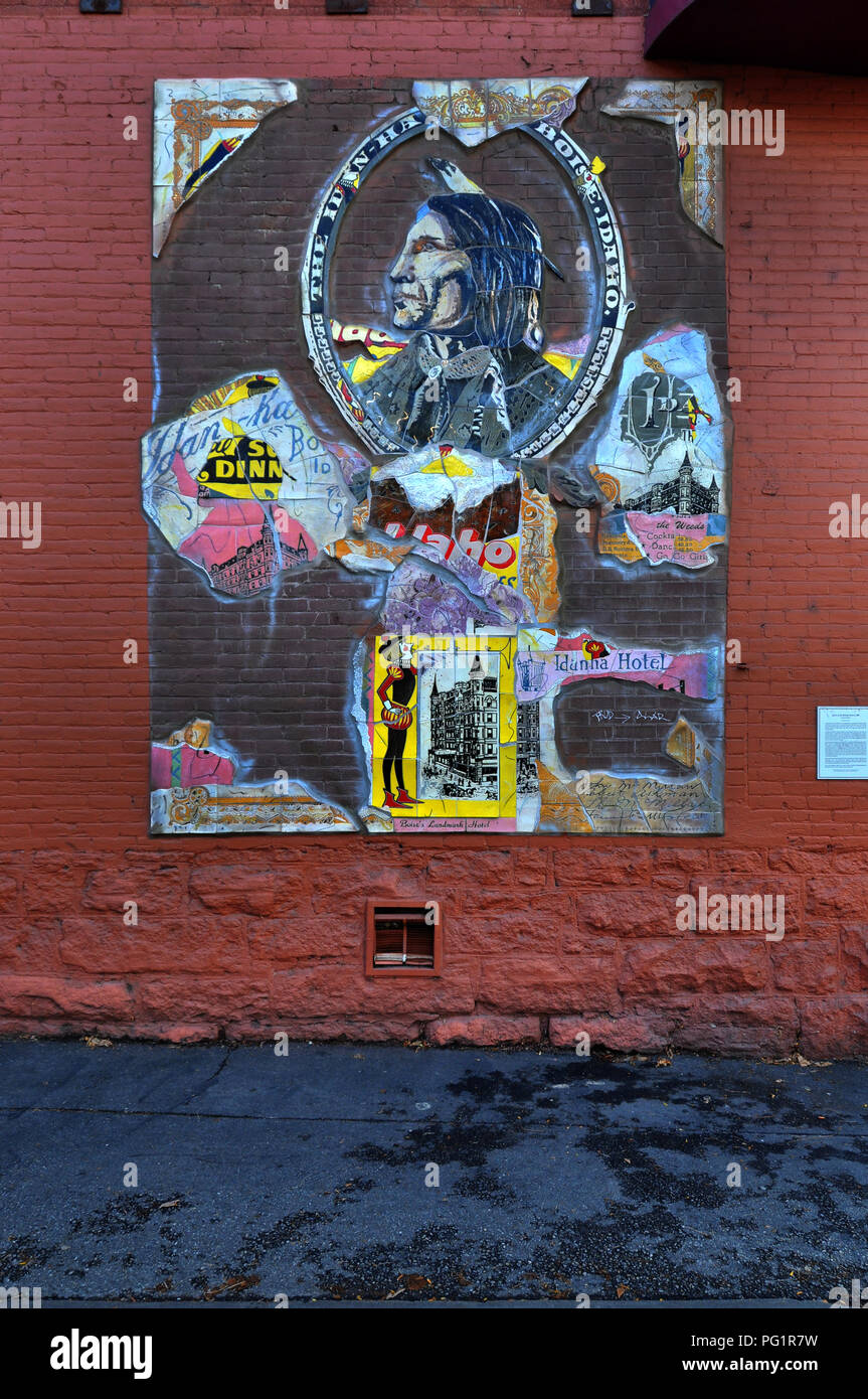 Vicolo parete di Idanha Hotel, tra Idaho e strade principali Foto Stock