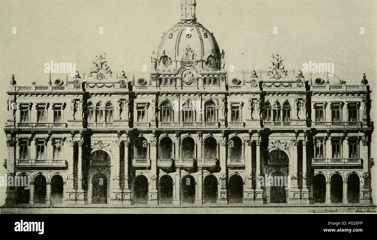 Illustrazione del nuovo edificio del Centro Gallego a l'Avana, che doveva ospitare sia un club culturale che un teatro. L'edificio era un progetto culturale significativo, con la ristrutturazione del Teatro Nazionale che faceva parte dello sviluppo. L'immagine mostra l'imminente completamento delle fondamenta dell'edificio. Foto Stock