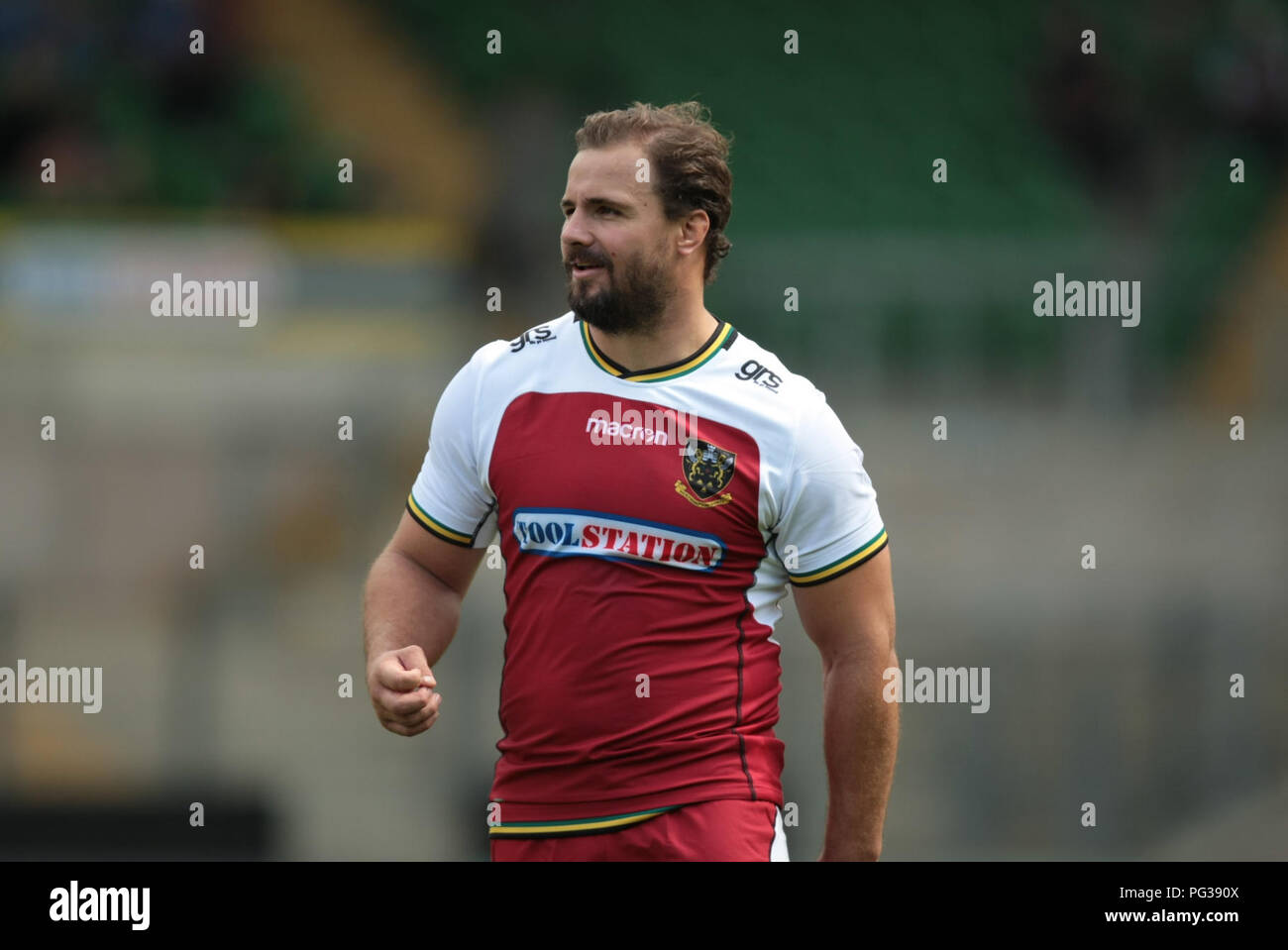 Northampton, Regno Unito. Il 23 agosto 2018. Heinrich Brussow di Northampton Santi durante una sessione di formazione a Northampton Santi open day in Franklin's Gardens. Andrew Taylor/Alamy Live News Credito: atsportphoto/Alamy Live News Foto Stock