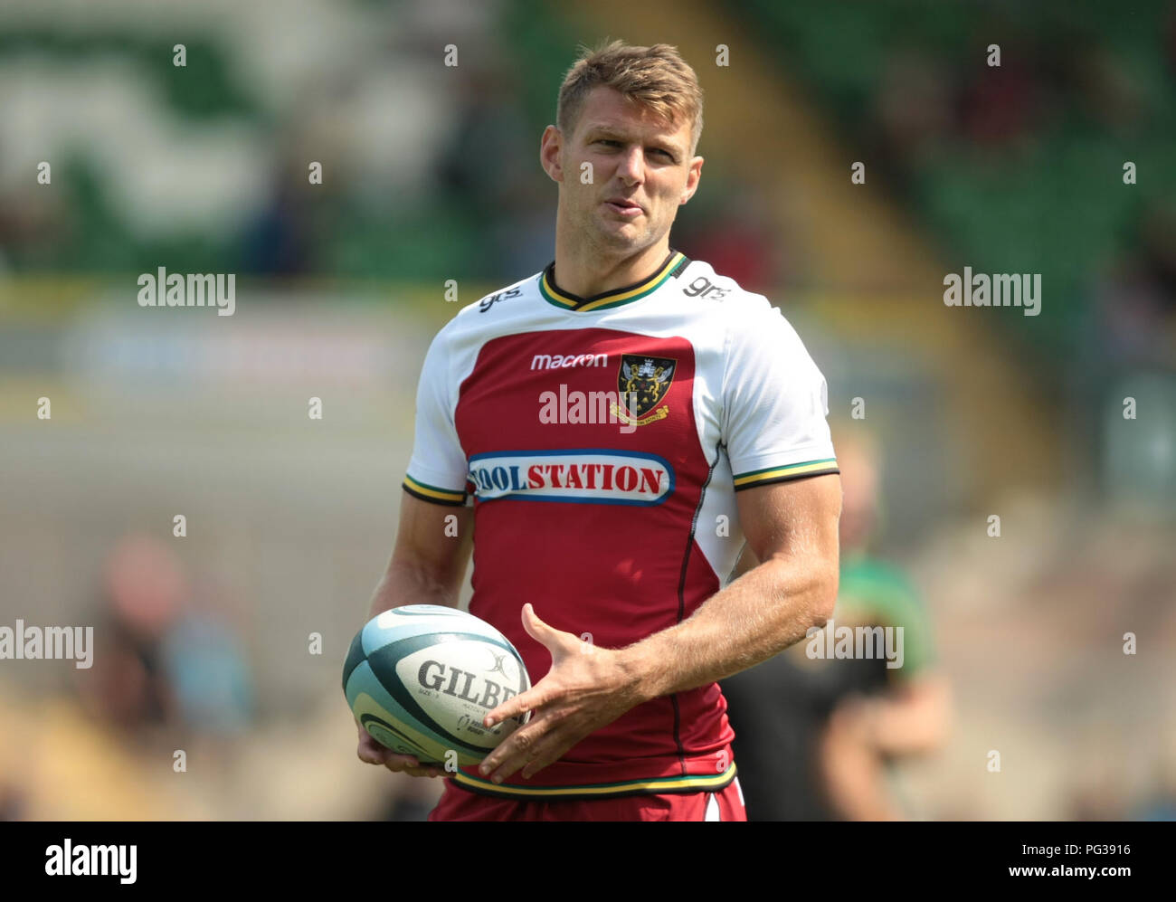 Northampton, Regno Unito. Il 23 agosto 2018. Dan Biggar di Northampton Santi durante una sessione di formazione a Northampton Santi open day in Franklin's Gardens. Andrew Taylor/Alamy Live News Credito: atsportphoto/Alamy Live News Foto Stock