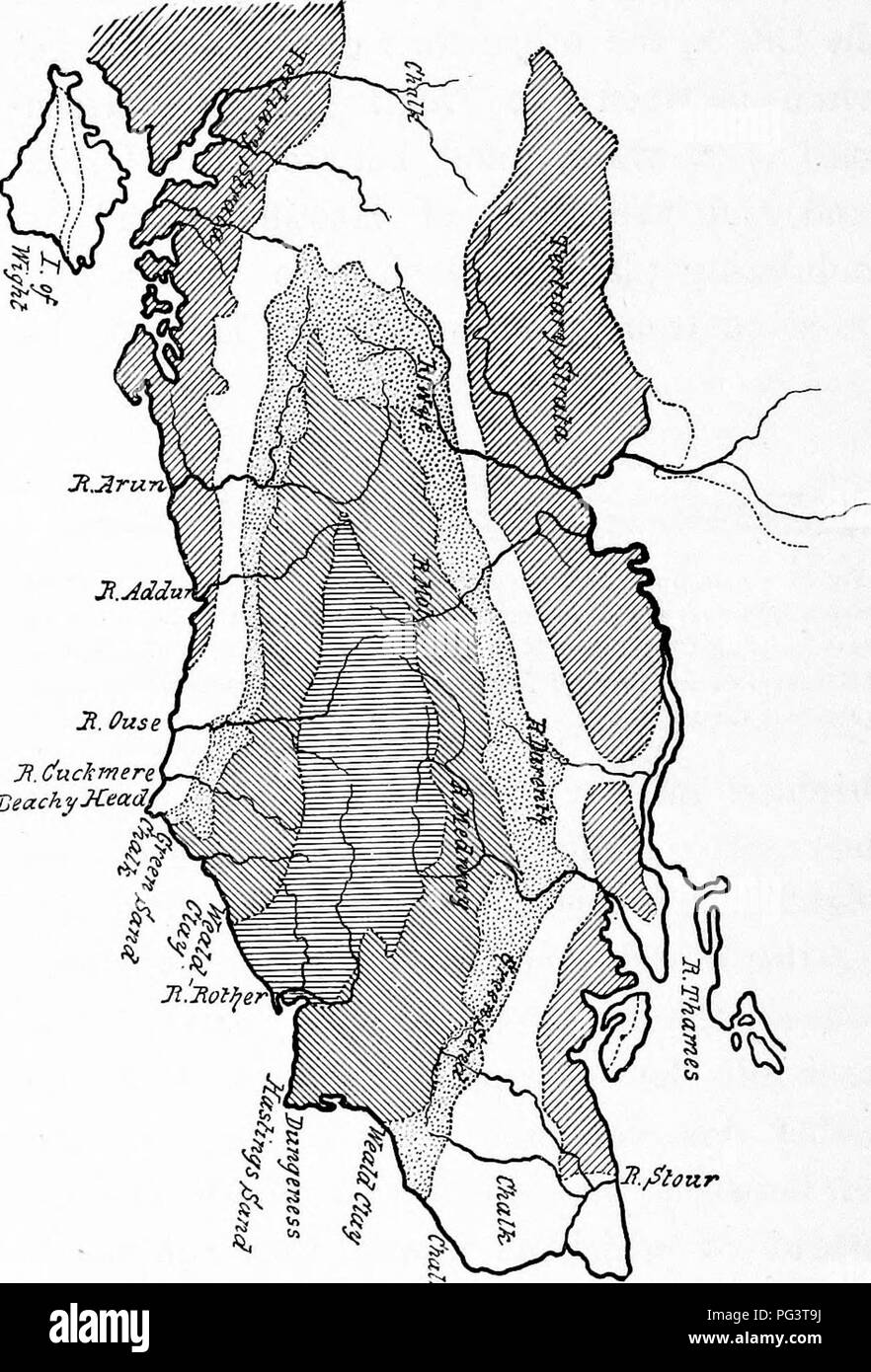 . Le bellezze della natura e le meraviglie del mondo in cui viviamo. Storia naturale; geografia fisica; Astronomia. 7?. Cfuc^mera BeachyKead^ 4 ^^ Fig. 39. -Mappa del Weald di Kent.. Si prega di notare che queste immagini vengono estratte dalla pagina sottoposta a scansione di immagini che possono essere state migliorate digitalmente per la leggibilità - Colorazione e aspetto di queste illustrazioni potrebbero non perfettamente assomigliano al lavoro originale. Carrollton, Giovanni, Sir, 1834-1913. New York, Londra, Macmillan e Co. Foto Stock