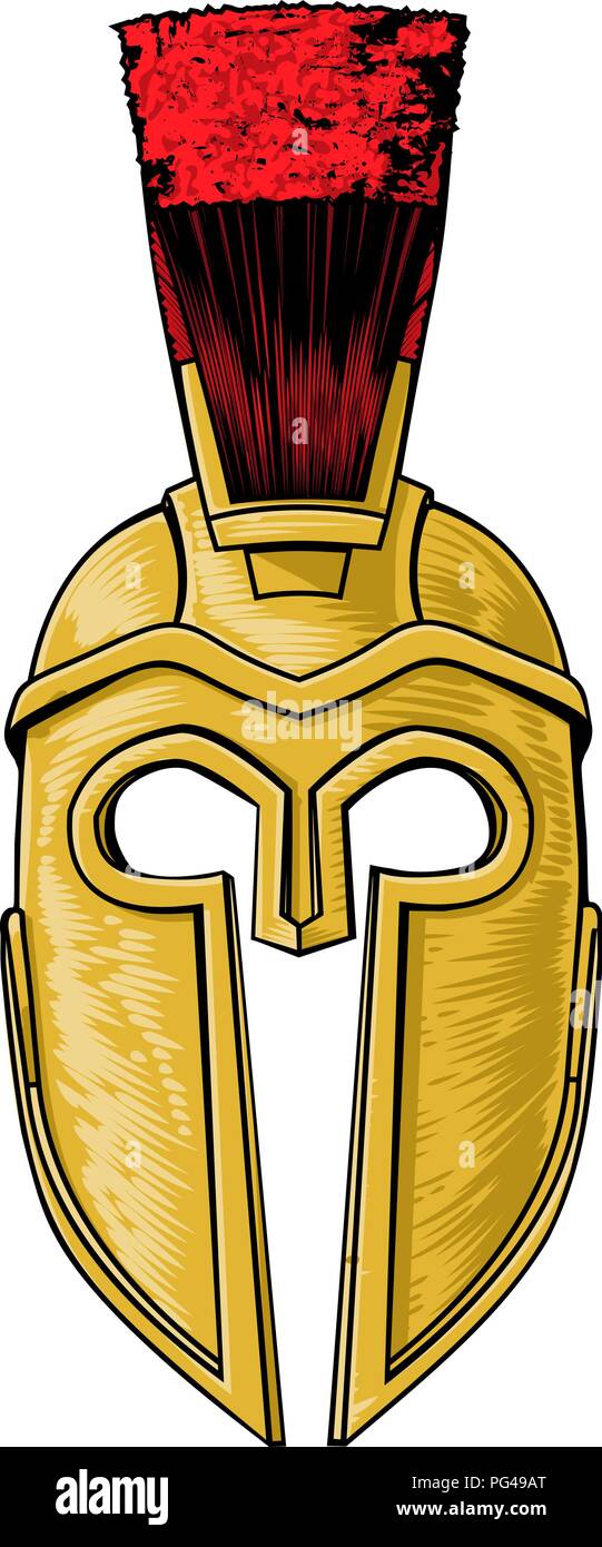 Il Greco antico Spartan Trojan elmo romano Illustrazione Vettoriale