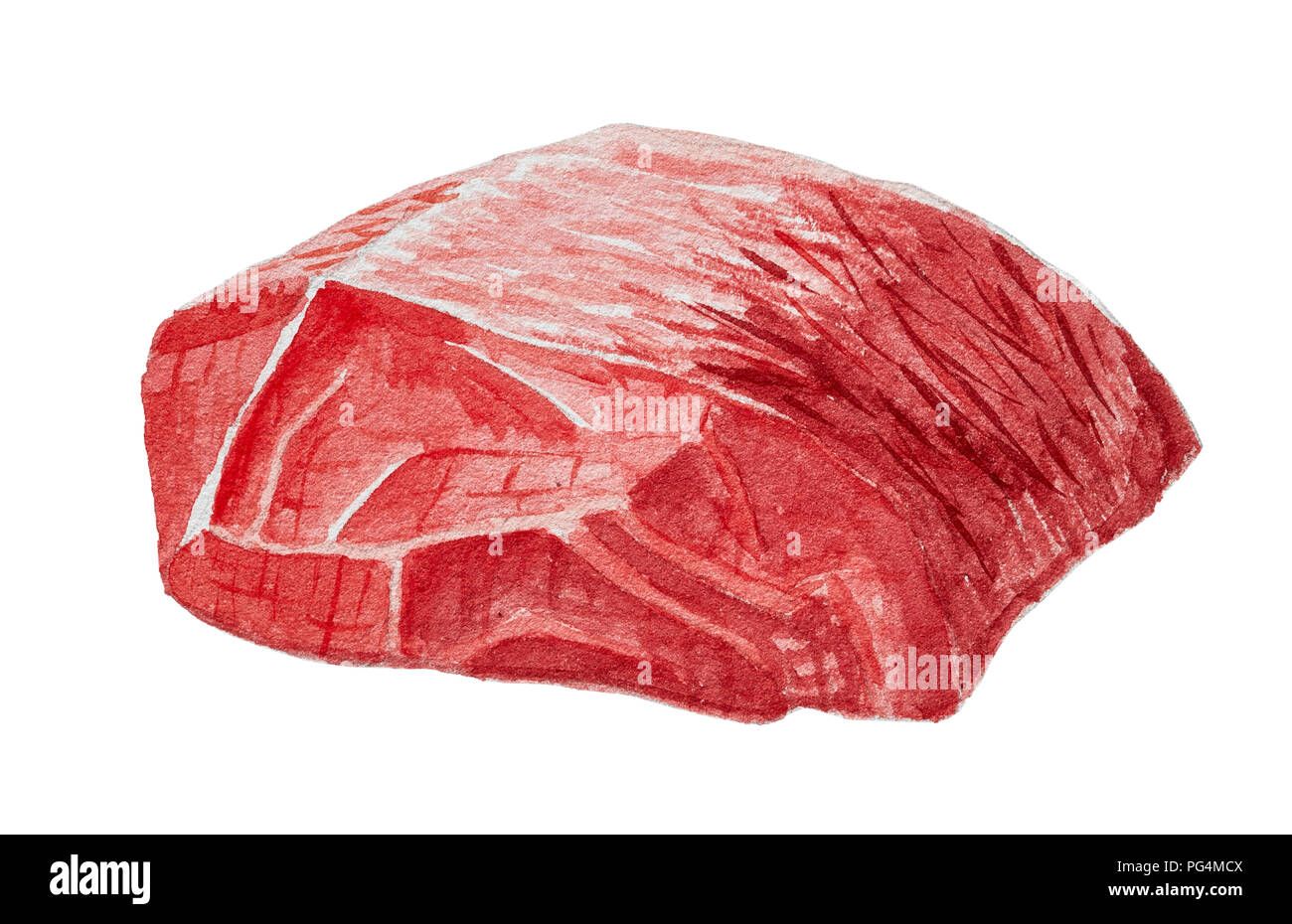 Disegnata a mano fresche carne cruda isolati su sfondo bianco. illustrazione ad acquerello Foto Stock