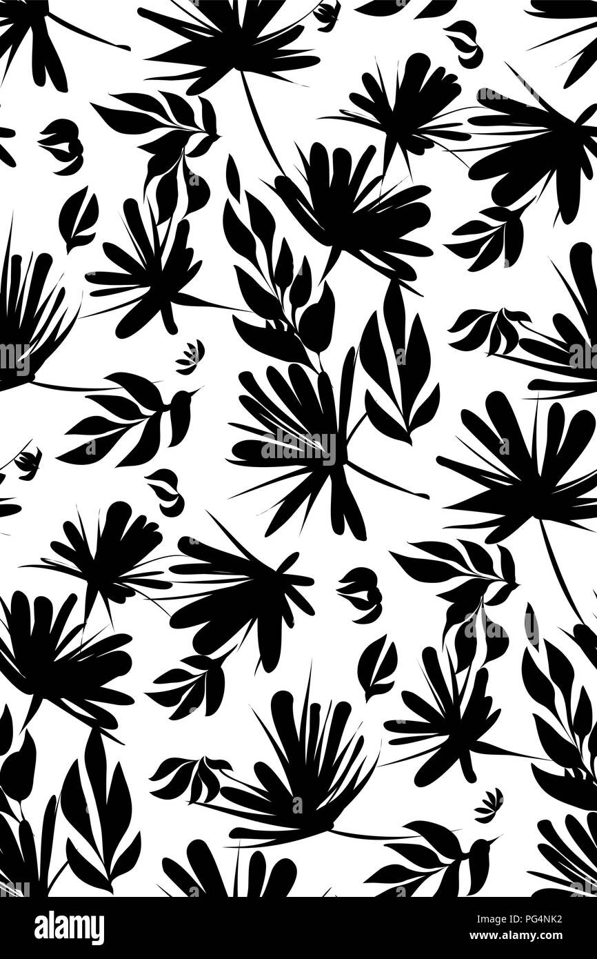 Floral seamless pattern con foglie tropicali. Illustrazione botanica dipinta a mano. La stampa tessile, tessuto swatch, la carta di avvolgimento. Vettore. Illustrazione Vettoriale