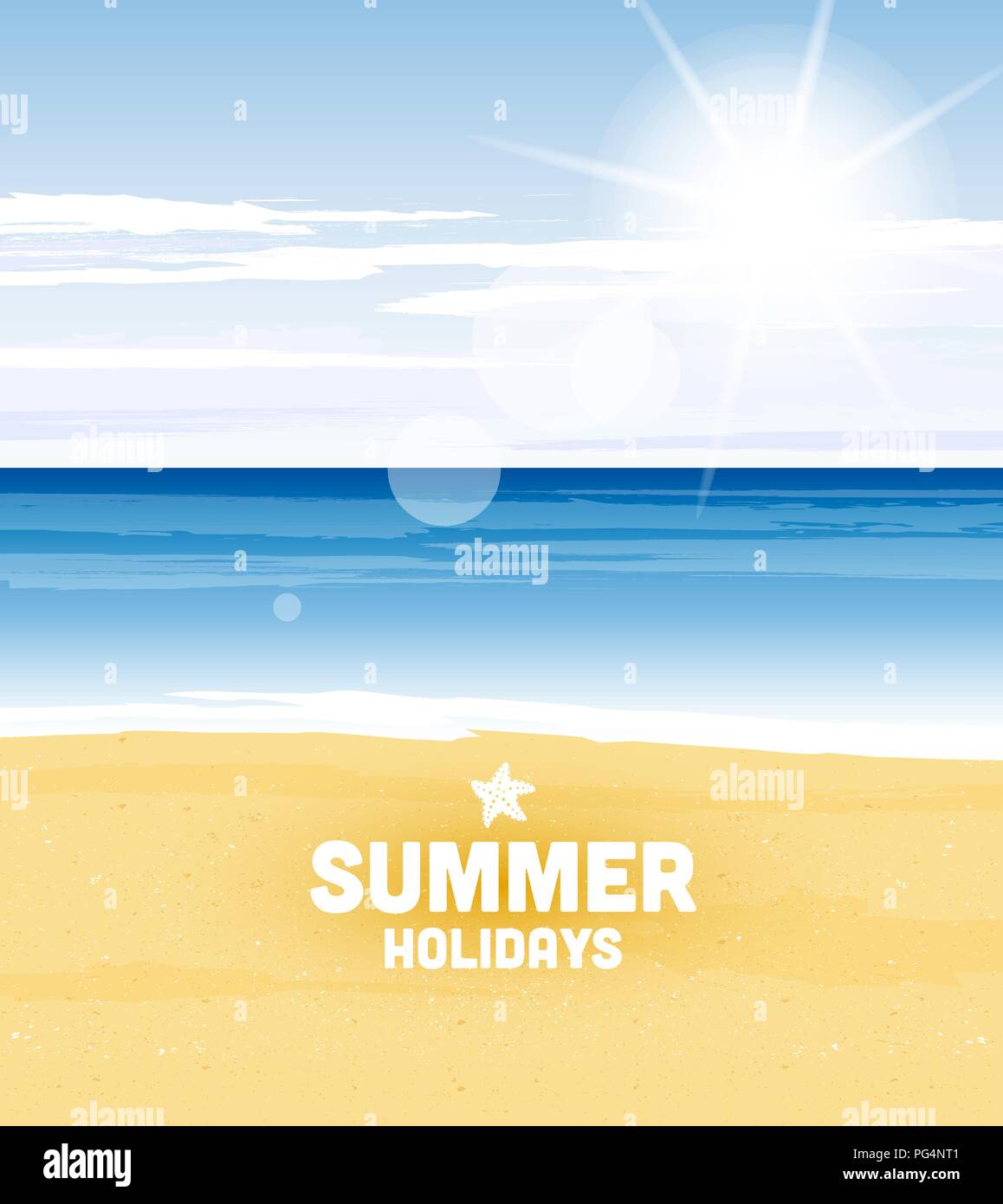 Bella vista sulla giornata di sole sulla spiaggia Illustrazione Vettoriale