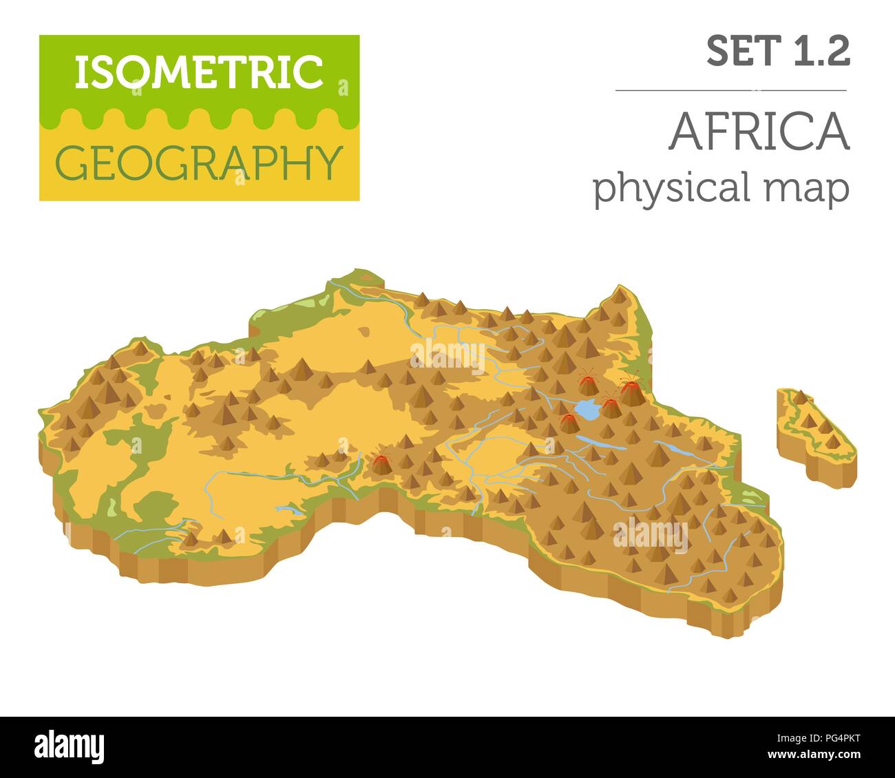 Appartamento 3D isometrica Africa costruttore mappa elementi isolati su bianco. Costruire la propria geografia infographics collection. Illustrazione Vettoriale Illustrazione Vettoriale