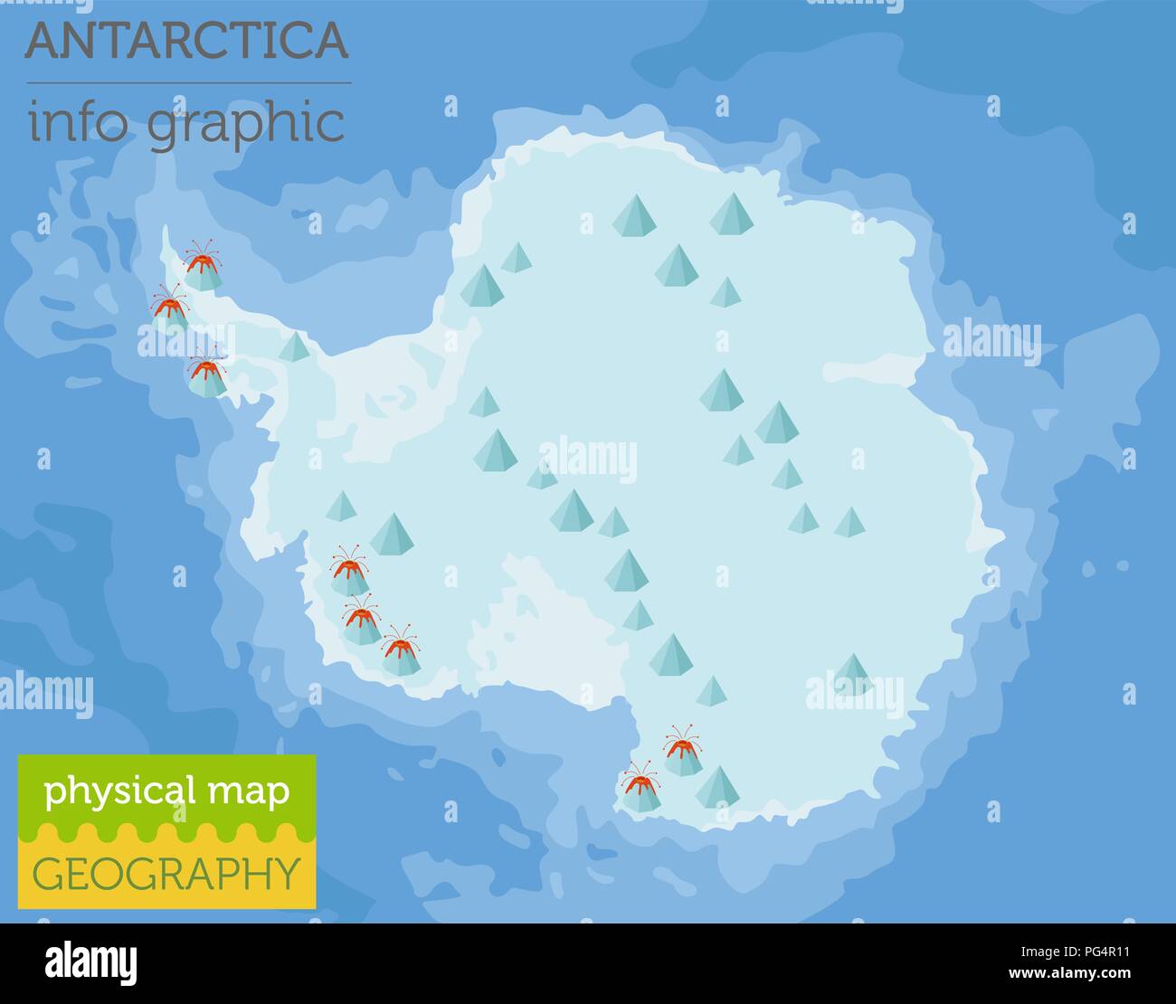 L'Antartide fisica degli elementi della mappa. Costruire la propria geografia info collezione grafica. Illustrazione Vettoriale Illustrazione Vettoriale