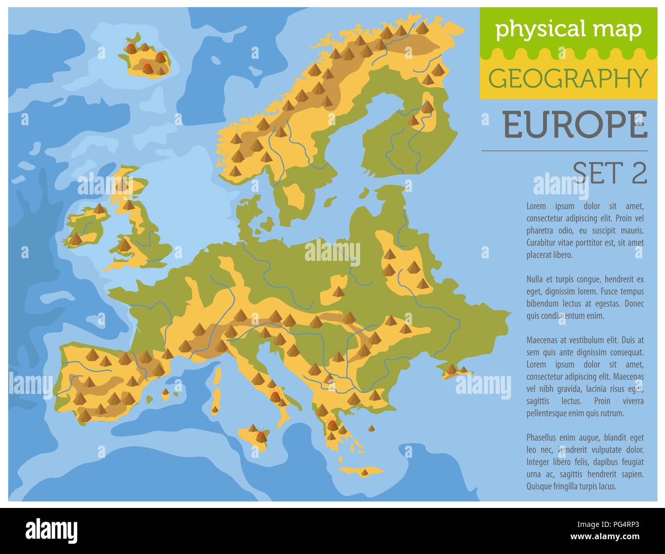 Appartamento Europa mappa fisica degli elementi del costruttore sulla superficie dell'acqua. Costruire la propria geografia infographics collection. Illustrazione Vettoriale Illustrazione Vettoriale