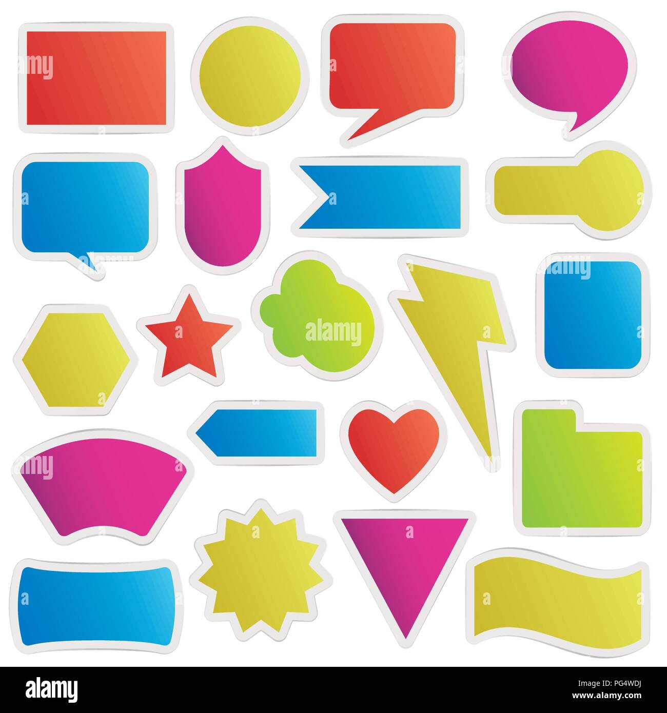 Differenti forme colorate in stile adesivo. Illustrazione Vettoriale