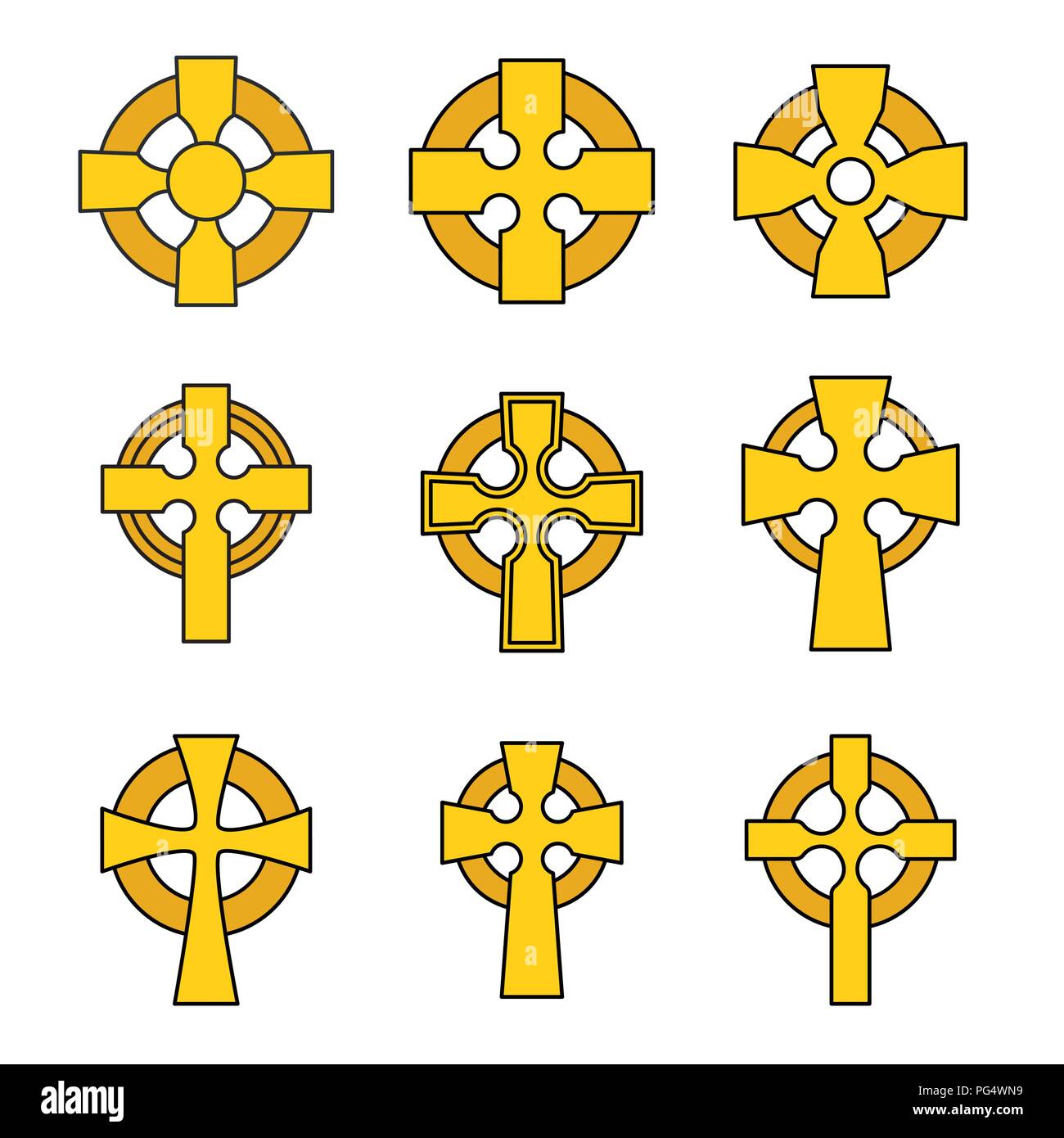 Serie di croci celtiche per i religiosi di design. Irlandese, scozzese celtic segno a forma di croce collezione. Illustrazione Vettoriale