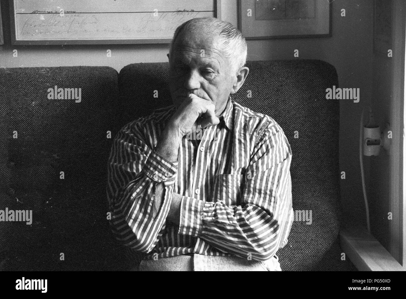 Il scrittore ceco Bohumil Hrabal nel 1988 in Mala Skala. Foto Stock