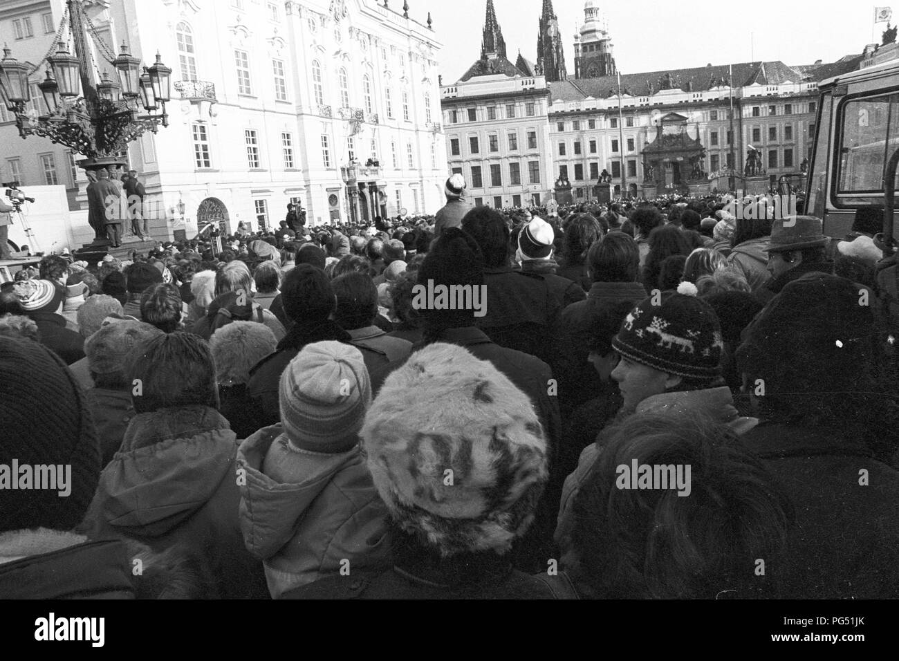 Dimostrazione di Praga contro il regime comunista in Cecoslovacchia. Foto Stock