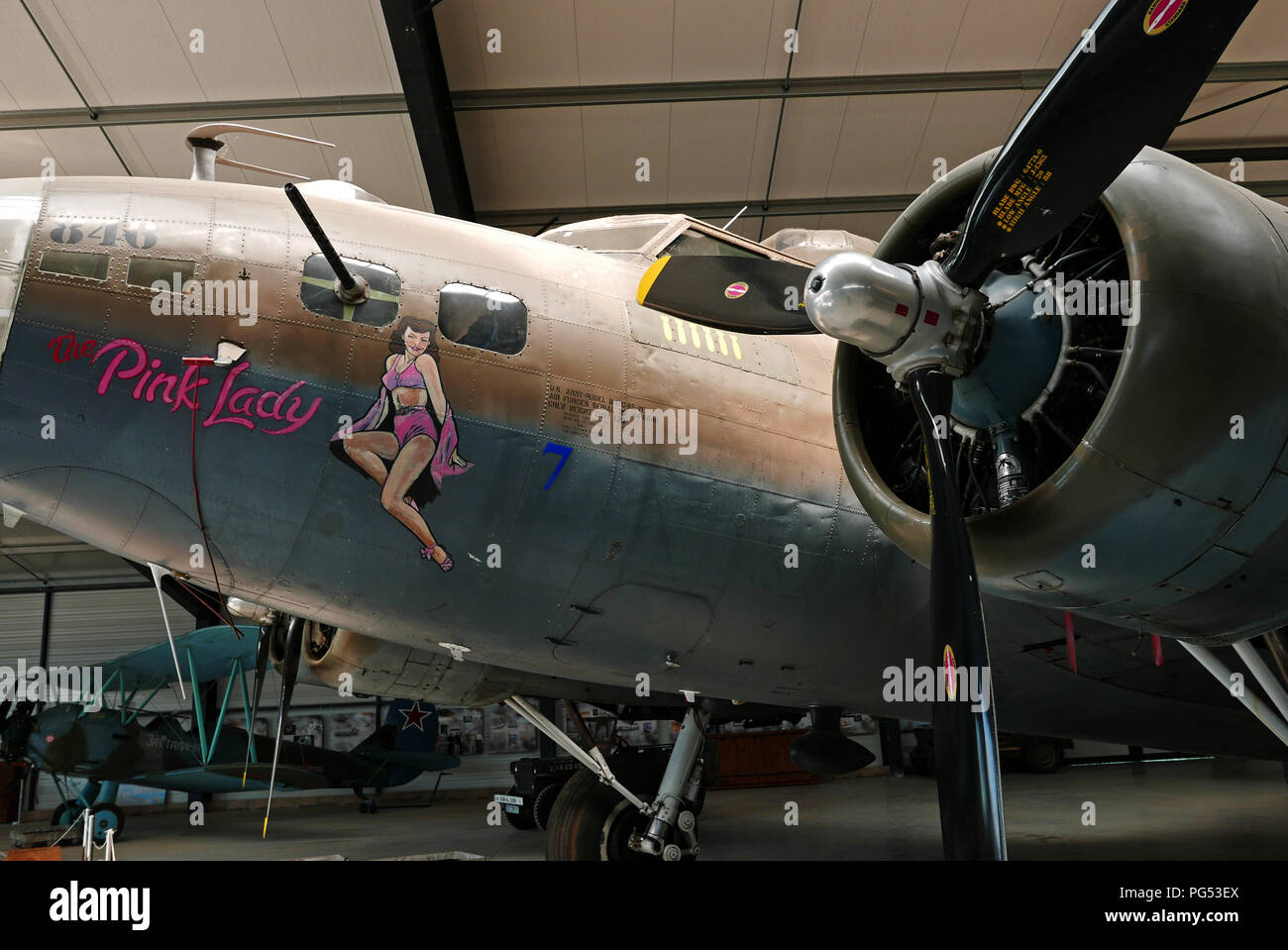 Boeing B17 G, Flying Fortress, F-AZDX, Aerodrome de Cerny - La Ferte-Alais, Amicale Jean-Baptiste Salis vicino a Parigi, Francia Foto Stock