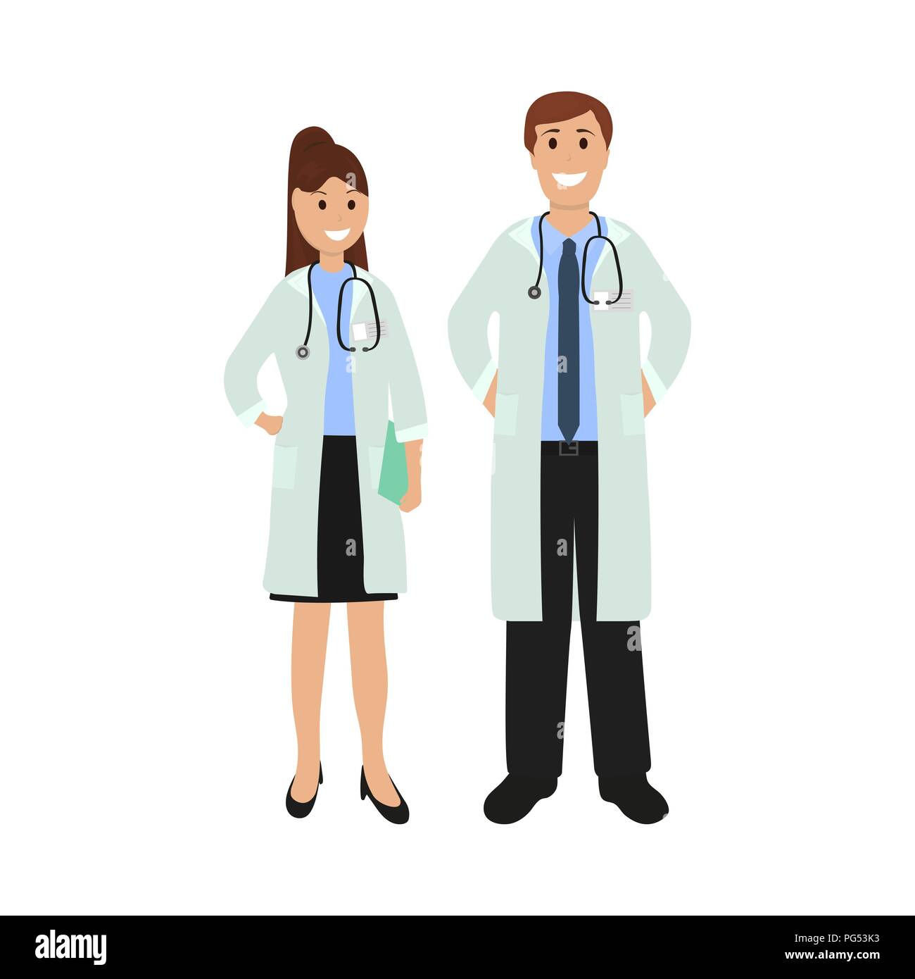 Due medico in ospedale, design piatto Illustrazione Vettoriale