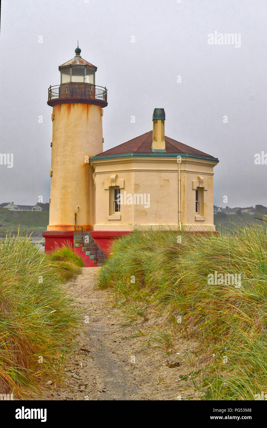 Fiume Coquille Faro sulla centrale di Oregon Coast Foto Stock