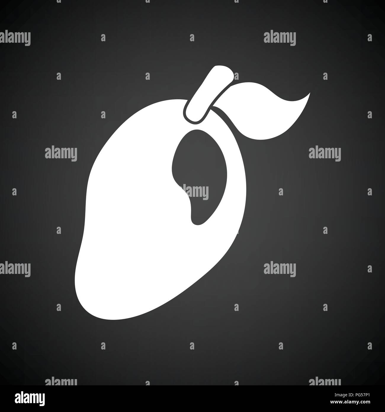 Icona di Mango. Sfondo nero con il bianco. Illustrazione Vettoriale. Illustrazione Vettoriale