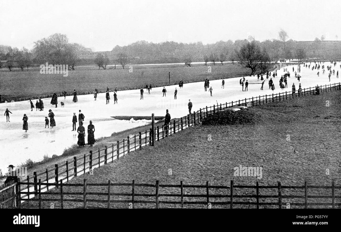 Pattinaggio sul Fiume Tamigi a Oxford, PERIODO VITTORIANO Foto Stock