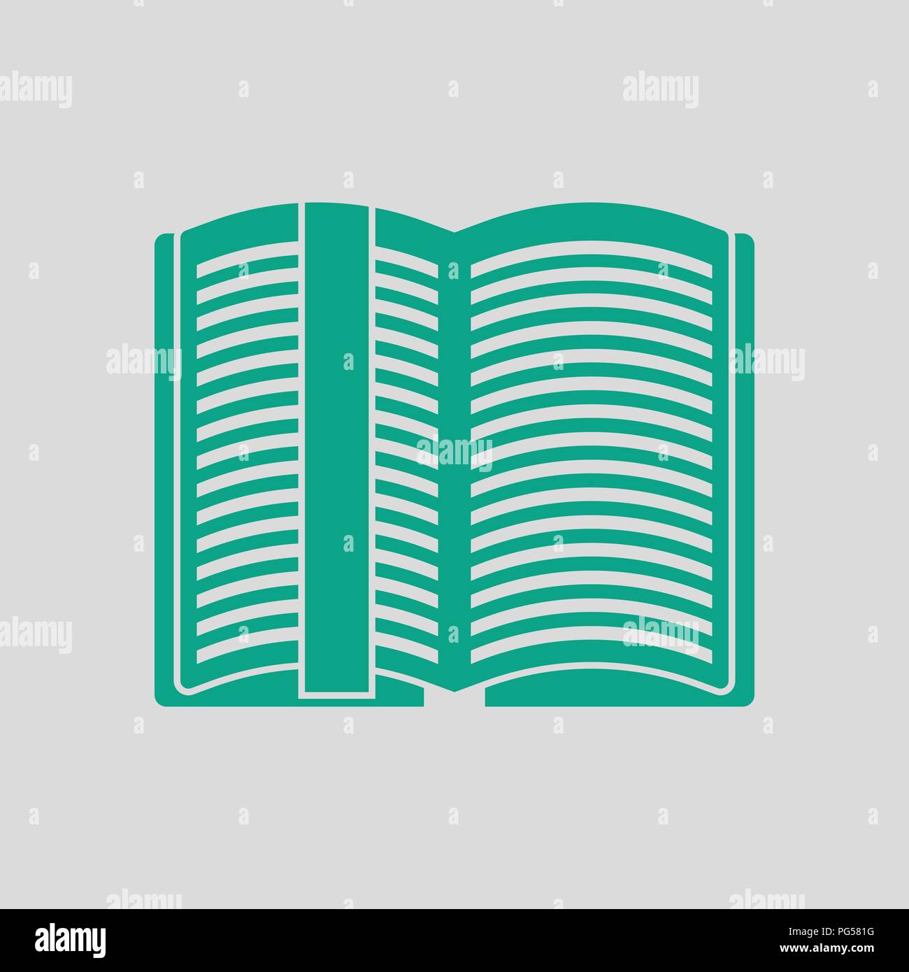 Libro aperto con icona segnalibro. Sfondo grigio con verde. Illustrazione Vettoriale. Illustrazione Vettoriale