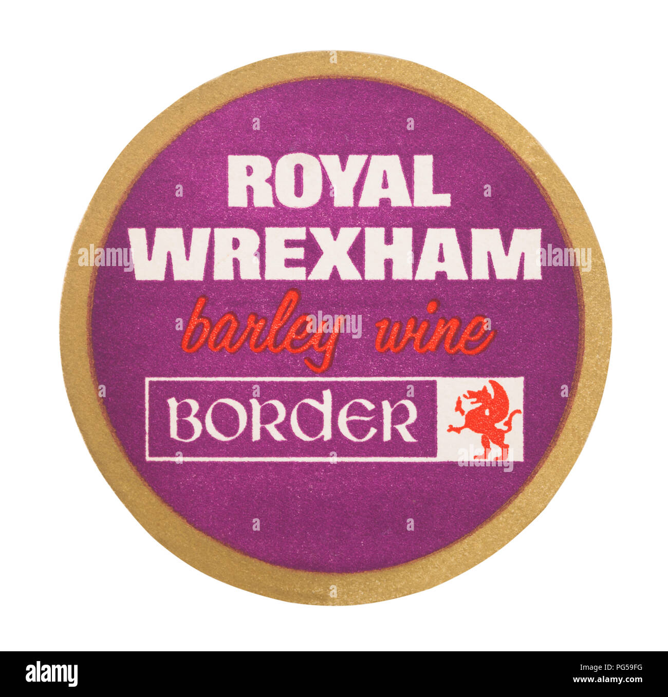 LONDON, Regno Unito - 22 agosto 2018: Royal Wrexham barley wine tappetino di carta coaster isolati su sfondo bianco. Foto Stock