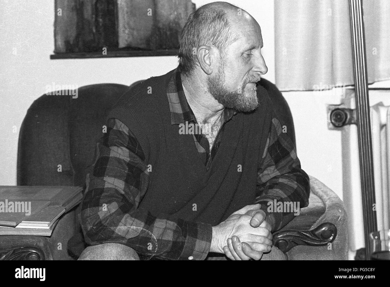 " La Repubblica ceca pittore e fotografo Pavel Nesleha nel suo studio di Praga. Dal 1987 Nesleha era un membro del gruppo di artisti ''Zaostali'' e dal 1990 docente presso l'Università di arti applicate di Praga. Foto Stock