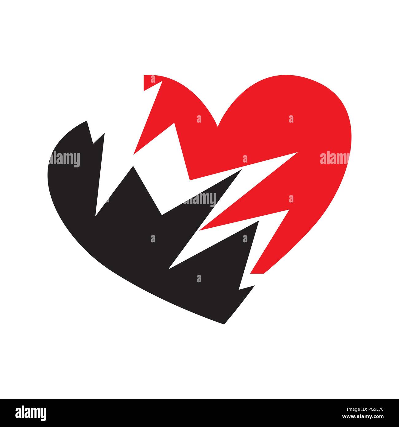 Rotto Icona cuore isolato su sfondo bianco, vettore heartbreak e illustrazione Illustrazione Vettoriale