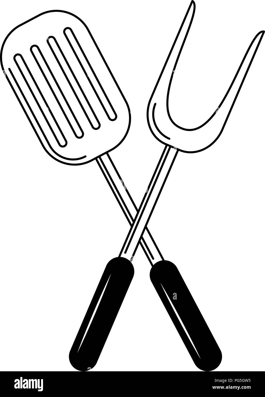 Arnese da cucina simbolo in bianco e nero Illustrazione Vettoriale