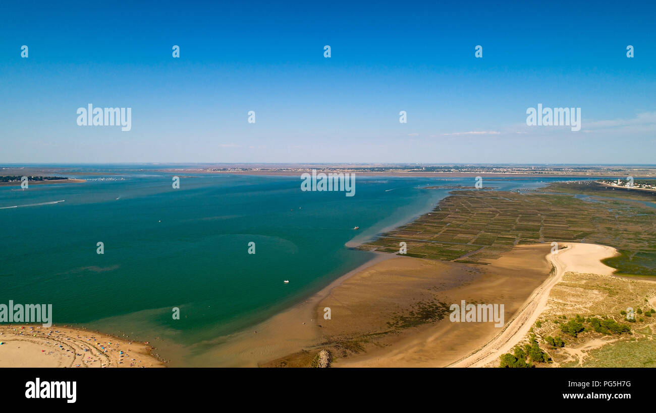 Vista aerea della costa atlantica in Ronce les Bains Charente Maritime Foto Stock