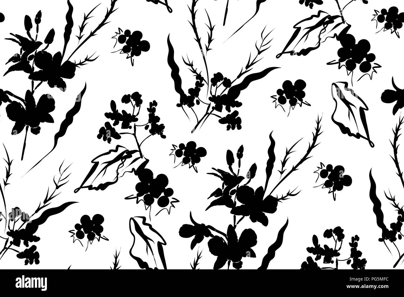Floral seamless pattern con diversi fiori e foglie. Illustrazione botanica dipinta a mano. La stampa tessile, tessuto swatch, la carta di avvolgimento. Illustrazione Vettoriale