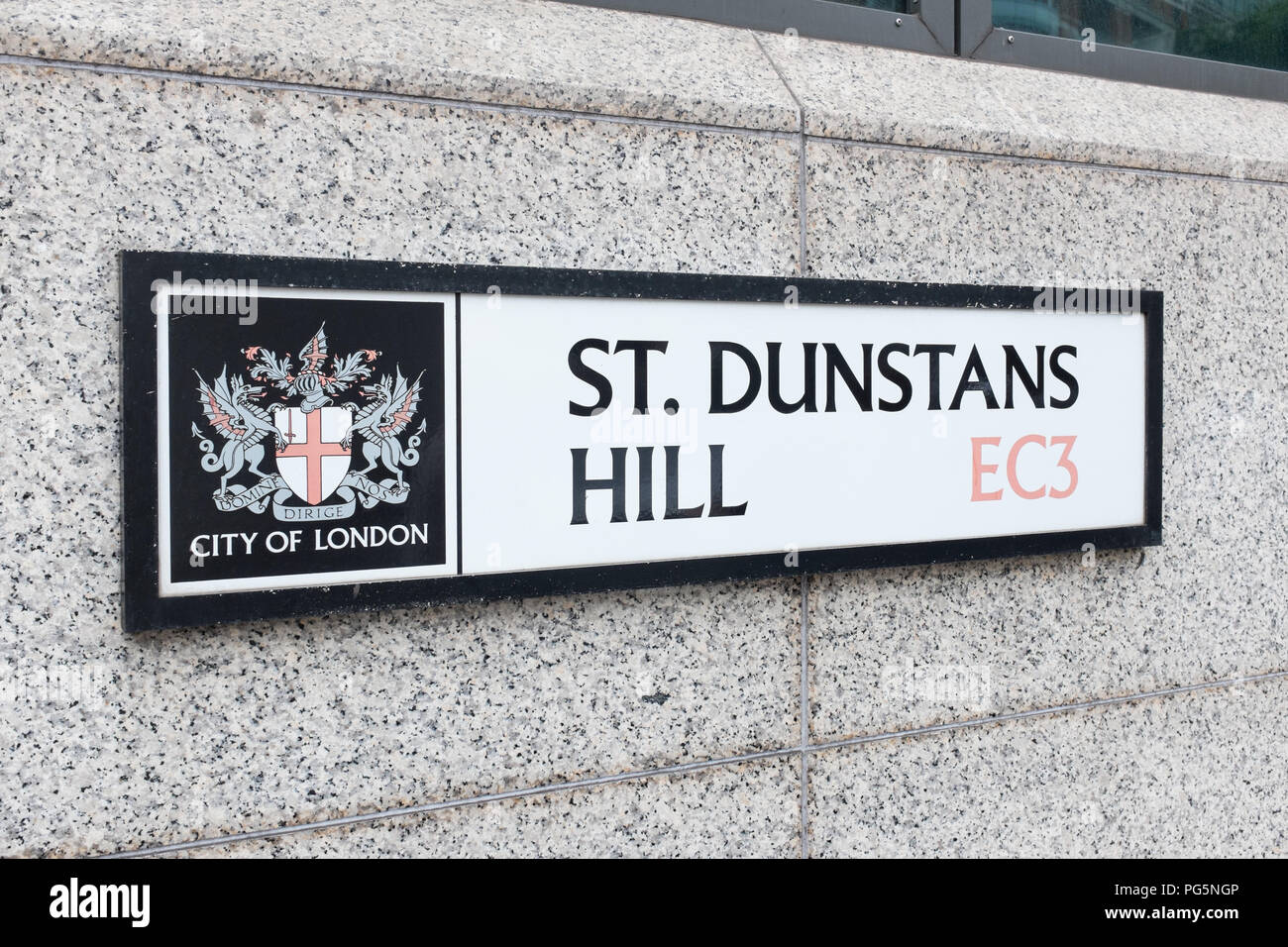 St Dunstans Hill Street segno sulla parete di granito nella città di Londra Foto Stock