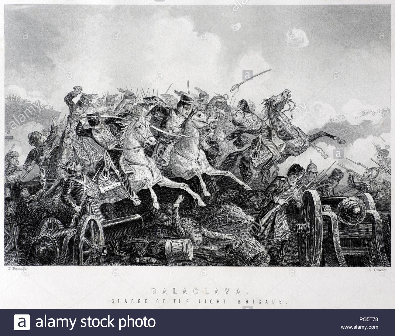 La carica di luce Brigata era una tassa britannica di luce LED di cavalleria da Lord Cardigan contro le forze russe durante la Battaglia di Balaclava il 25 ottobre 1854 in Guerra di Crimea. Illustrazione dal 1890. Foto Stock