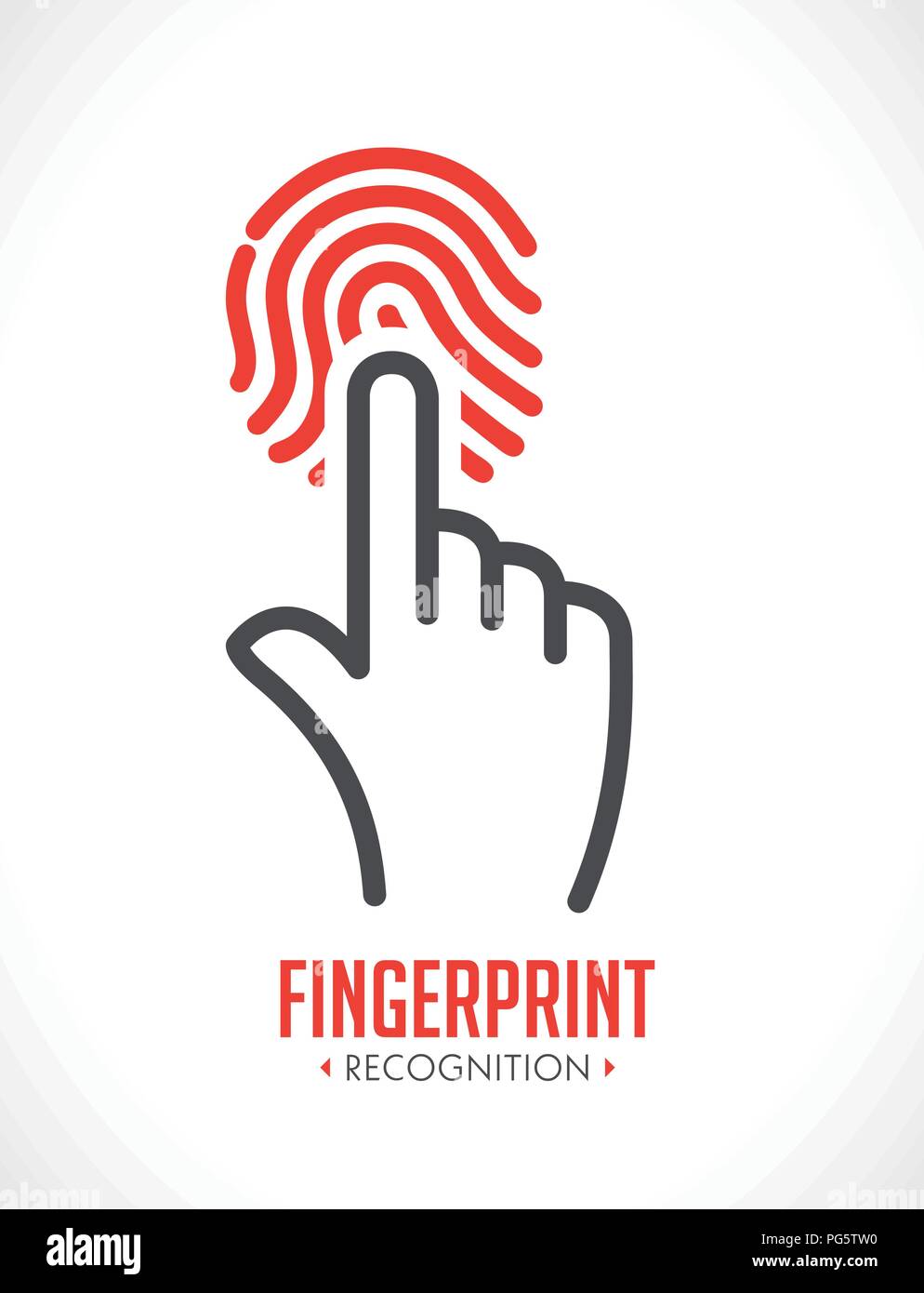 Logo - il riconoscimento di impronte digitali - Controlli biometrici dell accesso il concetto di sistema Illustrazione Vettoriale