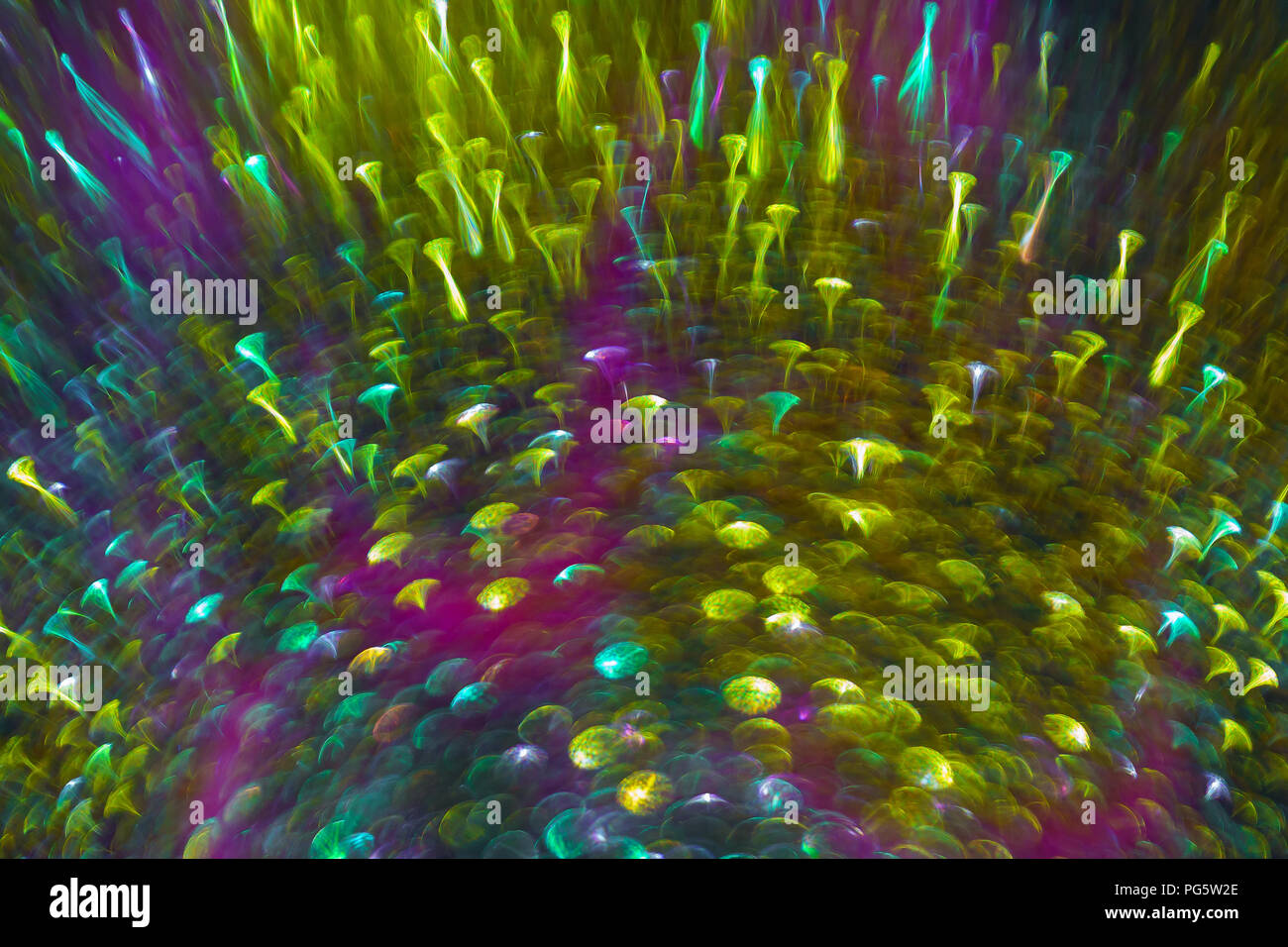 Vista sfocati di luci colorate riflessioni circolare di luci di Natale Foto Stock