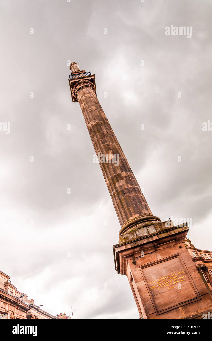 Grey's Monument celebra la sua parte nella grande riforma Act 1832 a Newcastle, England, Regno Unito Foto Stock