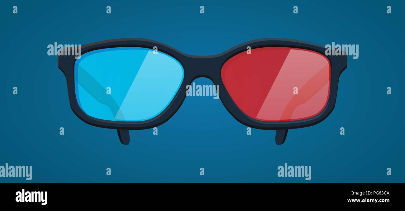 3d movie occhiali su sfondo blu Illustrazione Vettoriale