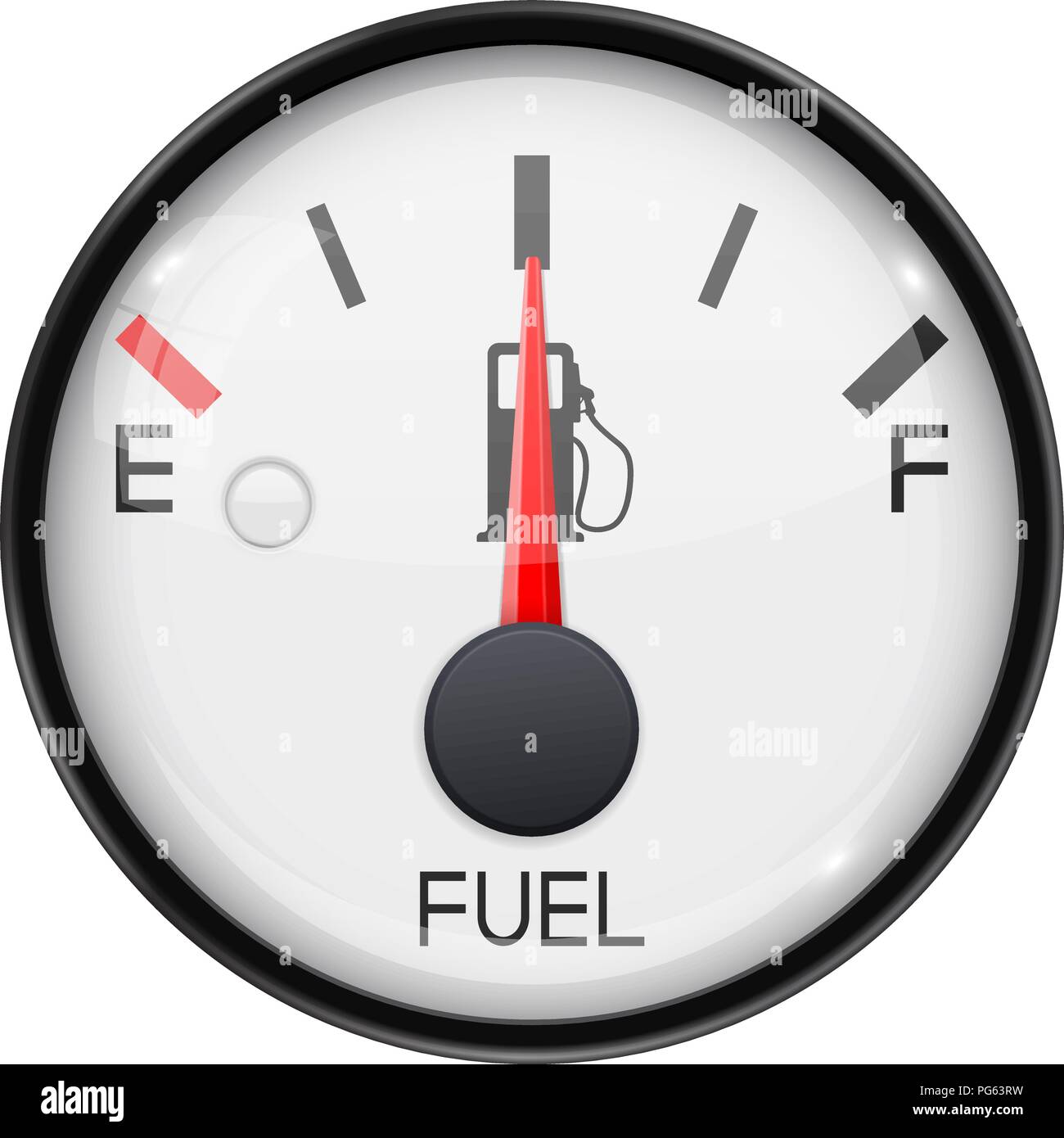 Indicatore di livello carburante. Metà serbatoio pieno. Round cruscotto di automobile 3d dispositivo Illustrazione Vettoriale