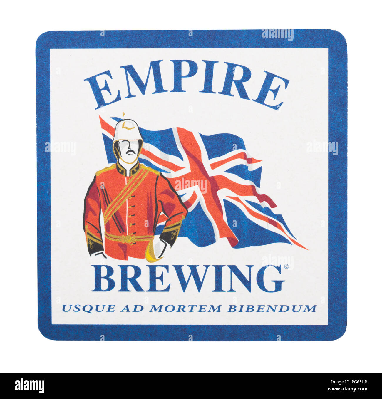 LONDON, Regno Unito - 22 agosto 2018: l'impero della birra birra carta beermat coaster isolati su sfondo bianco. Foto Stock