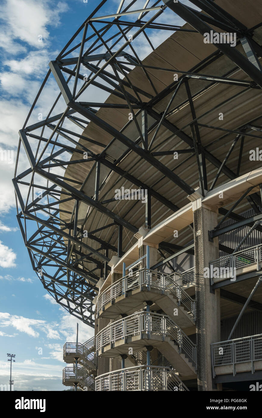 Lo stadio di Murrayfield è la casa della Scozia nazionale di rugby nella zona ovest di Edimburgo, Scozia, Regno Unito Foto Stock