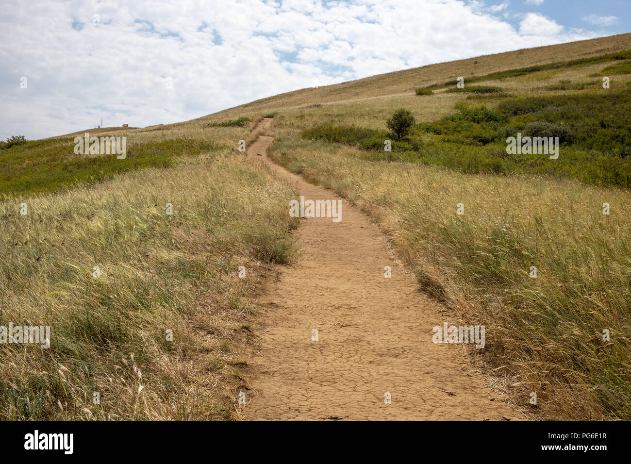 Giorno scena, monte pendenza, valle. Paesaggio di steppa, vista dall'alto la Georgia del Caucaso Foto Stock