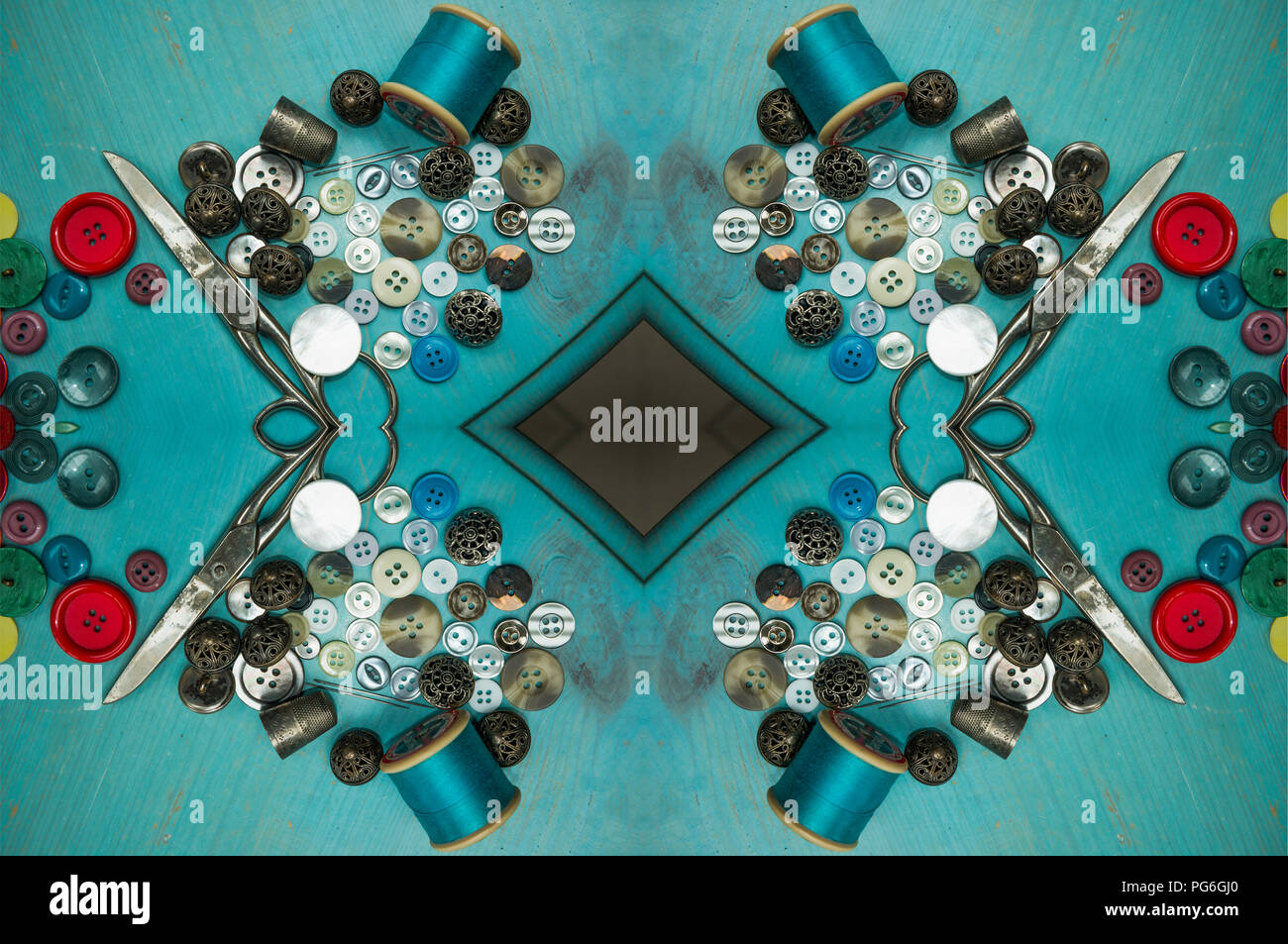 Caleidoscopica materiali di cucitura Foto Stock